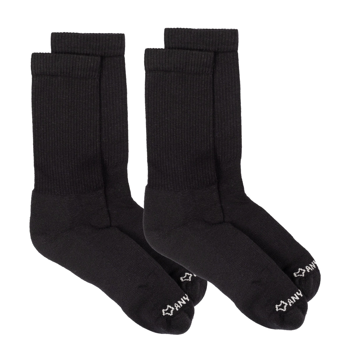 Anywear Essential Lightweight Crew Sock 2 Pack Anywear Pistil Designs Black/Black L/XL