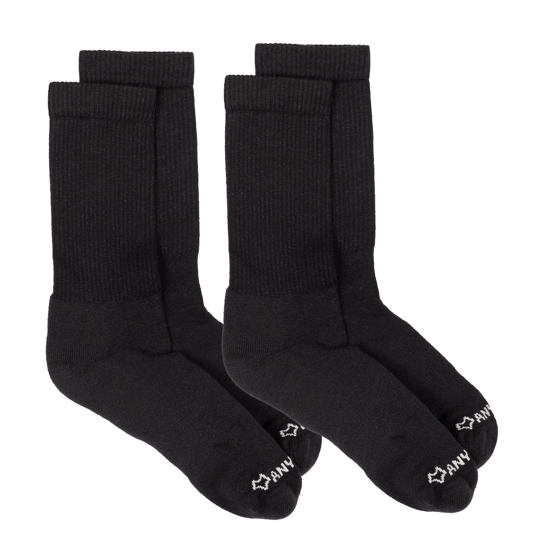 Anywear Essential Lightweight Crew Sock 2 Pack Anywear Pistil Designs Black/Black L/XL
