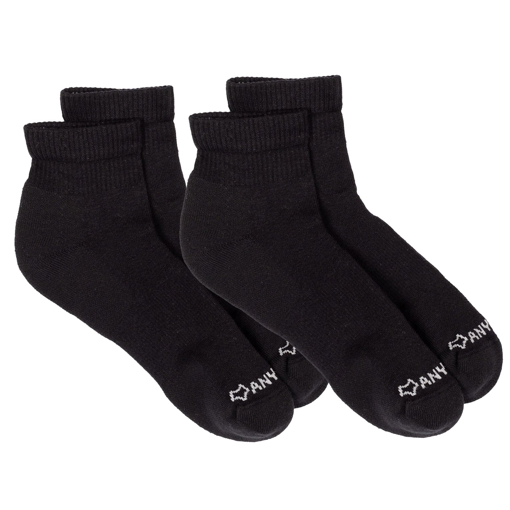 Anywear Essential Lightweight Quarter Crew Sock 2 Pack Anywear Pistil Designs Black/Black L/XL
